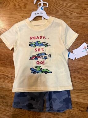 Kids Yellow 'Ready Set Go!' Race Car Tee